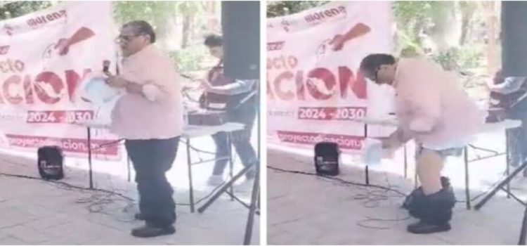 Se le cae el pantalón a diputado de Morena