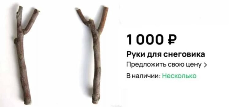 Tiburones rusos: venden ramas como brazos de muñecos de nieve