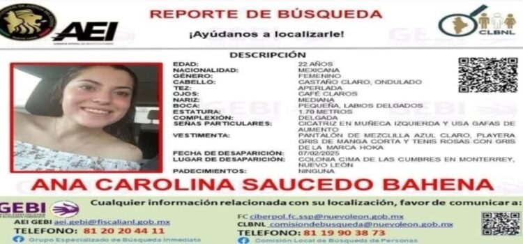 En el estado de Monterrey desaparece la sobrina del magistrado de Coahuila