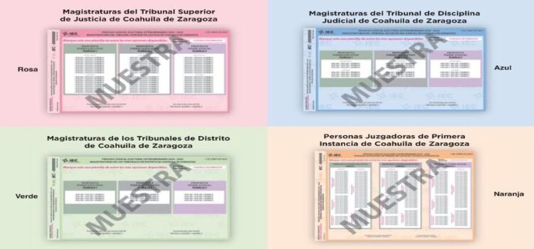 Así son las boletas para la elección judicial en Coahuila este 2025
